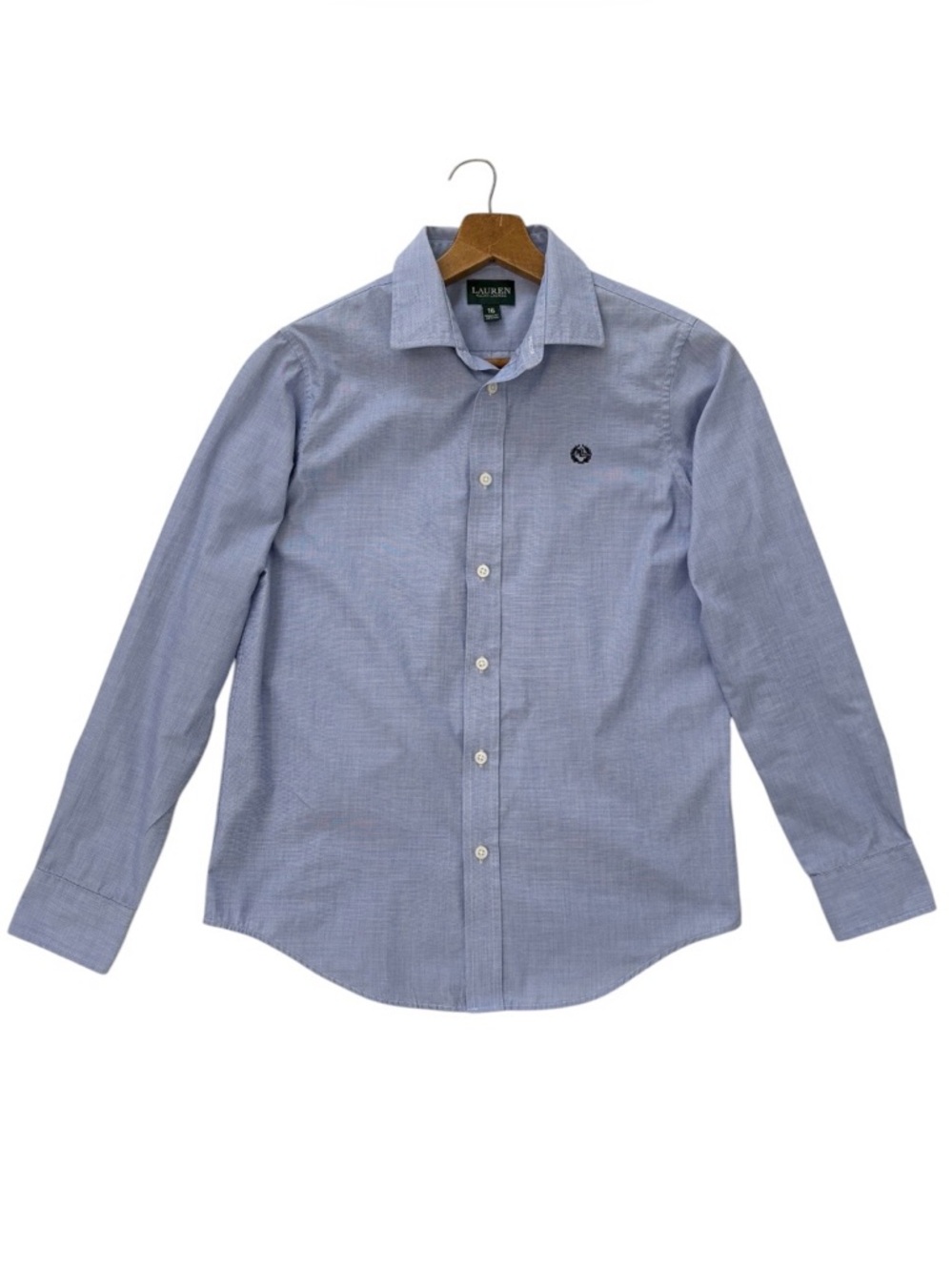 Lauren Ralph Lauren Youth Button Up Crest Logo Preppy Academic Shirt